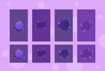 Set of social media violet templates. Vector illustration.