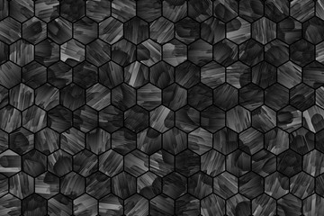 Black & white b&w pattern hexagon strip, background or texture for design.