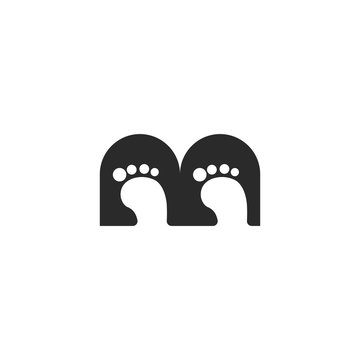 m letter footprint  abstract icon logo Design Template Element Vector