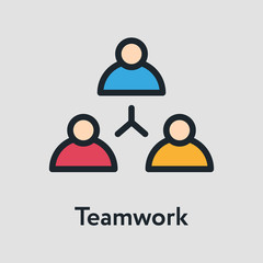 Teamwork Collective Minimal Color Flat Line Stroke Icon Pictogram