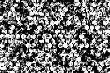 Hexagon strip black & white b&w pattern, texture for design background.