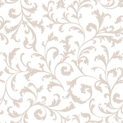 Floral seamless pattern. Branch with leaves ornament. Flourish n