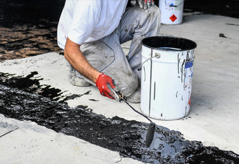 Worker covered surface, roller brush