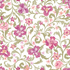 Floral seamless pattern.  Flower background.  Flourish nature ga