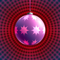 Colorful glass ball on creative and bright background. Christmas Toy. Xmas element. Holiday decoration. Color decorative object.