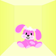 Pink hare in the yellow room
