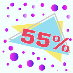 55 % Percent Discount, Sale Up, Special Offer, Trade off, Promotion concept