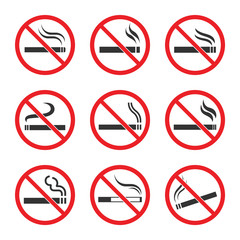 No smoking sign set on white background