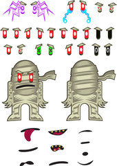 Mummy character, cartoon style with customizable face