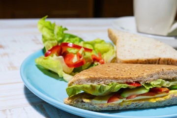 salad with sandwich on a plate