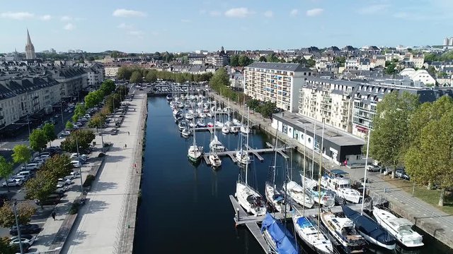Caen, Aerial view of Marina, Quai Vendeuvre.