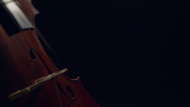 The cellist performs on stage.