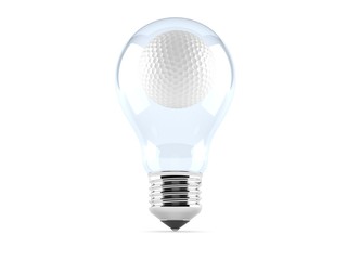 Golf ball inside light bulb