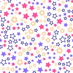 Night sky and stars Seamless vector EPS 10. Flat geometric pattern texture. Multicolor abstract background for print and textile