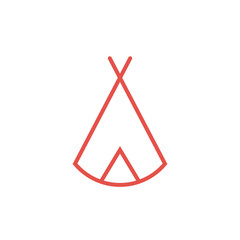 Zelt, Tipi - Piktogramm, Icon, Symbol - rot