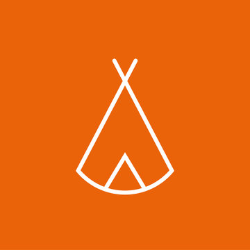Zelt, Tipi - Piktogramm, Icon, Symbol - wei&szlig;, orange
