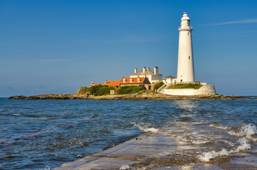 St Mary's Lighthouse, island, and causeway in Whitley bay.