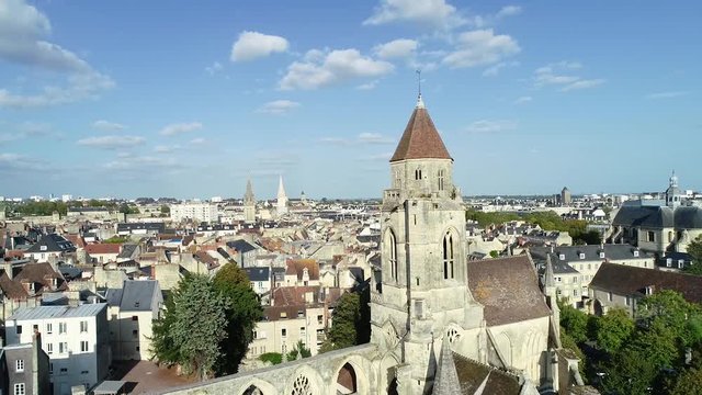 Caen, Aerial view of St. Etienne-le-vieux church.