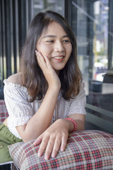 asia cute girl in coffee shop
