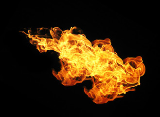 Fire flames collection isolated on black background