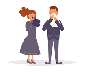 Mourning. Funeral. People are crying Vector. Cartoon. Isolated art