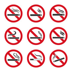 No smoking icon set on white background