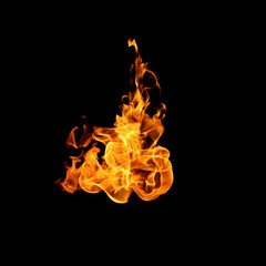 Fire flames collection isolated on black background