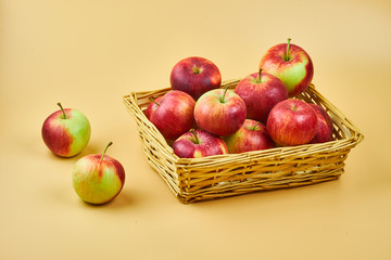 Tasty and fresh red apples in basket