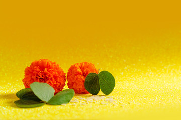 Happy Dussehra greeting card , green leaf and rice