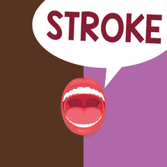 Conceptual hand writing showing Stroke. Business photo showcasing act of hitting or striking someone or something blow mark made.