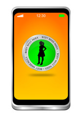 Smartphone with BMI - Body Mass Index Button - 3D illustration
