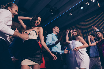 Low angle view of beautiful attractive adorable good-looking pre