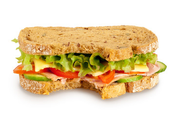 Bitten fresh sandwich (Clipping path included)