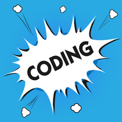 Writing note showing Coding. Business photo showcasing assigning code to something for classification identification.