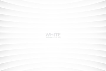 White Clear Blank Subtle Abstract Vector Geometrical Background. Monotone Light Empty Concave Surface. Minimalist Style Wallpaper. Futuristic 3D Illustration