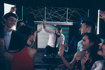 Diverse crowd, cool adorable charming beautiful cheerful glad la