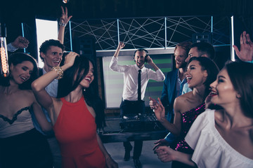 Diverse crowd, adorable charming winsome sweet beautiful cheerfu