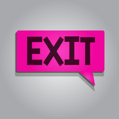 Text sign showing Exit. Conceptual photo A way out Ramp where traffic can leave a highway Leaving a place.
