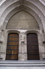 Foto op Aluminium Gotische architectuur - ingang van de kathedraal van Sint-Rombouts, België © Florelena