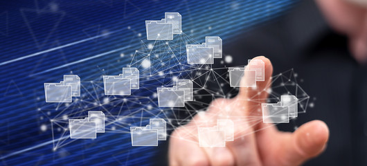 Man touching a data connection concept