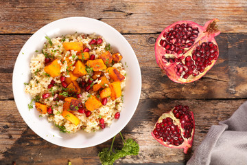quinoa salad with pumpkin and pomegranate