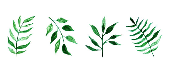  set of vector watercolor leaves.