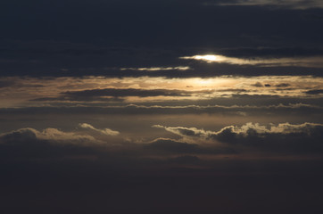 landscape clouds in the sky with rays sun