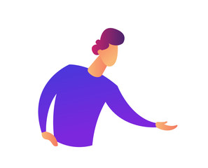 Manager doing demonstrating gesture with hands vector illustration