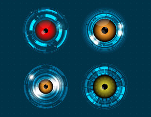 vector eyeball  technology on blue background.