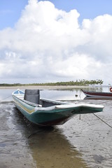 Obraz premium canoe and fishing boat, island of Boipeba, Cairu, Bahia, Brazil