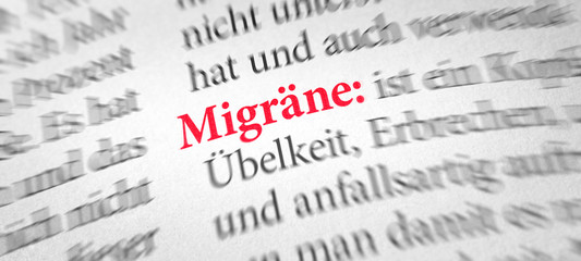 Wörterbuch mit dem Begriff Migräne