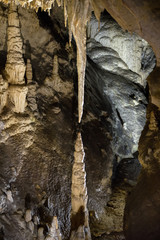 Stalactites and stalagmites in the cave