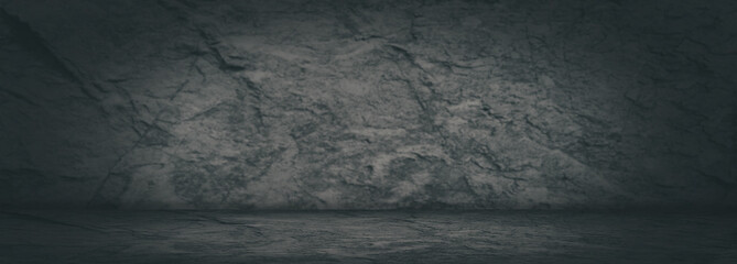 black cement studio background, dark gradient wall and room