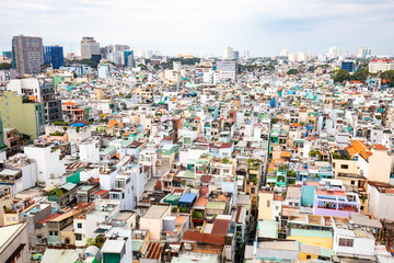 Fototapeta premium Aerial view over Ho Chi Minh City